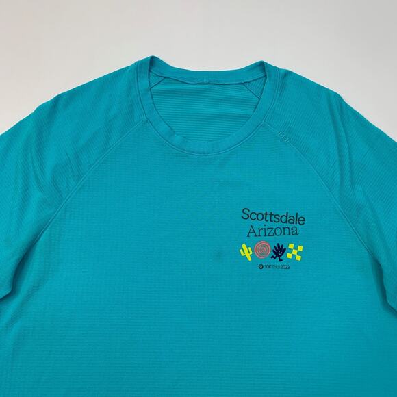 Lululemon T Shirt Men M Medium Jamaica Blue Scottsdale Arizona 10K Tour 2023 Run - Picture 3 of 9